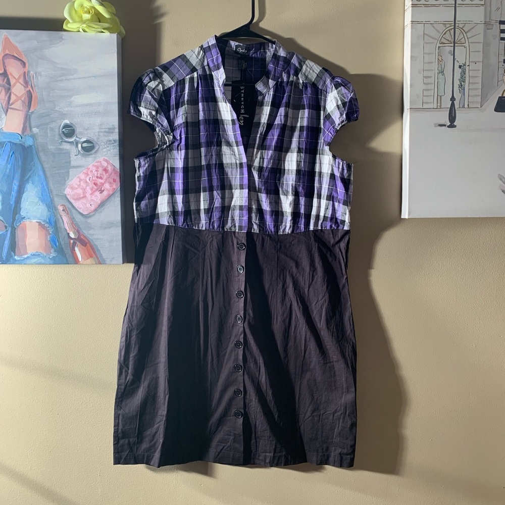 Chelsey size 2X plaid button down dress length 38”